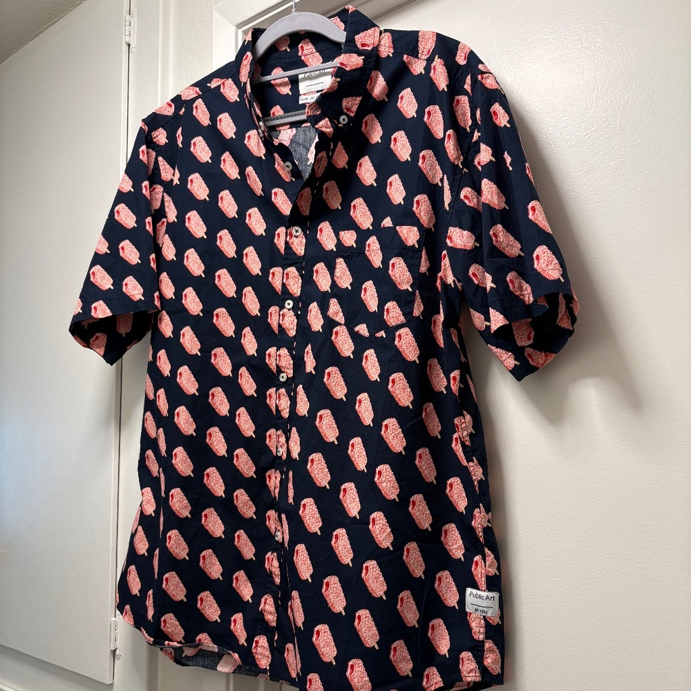 Public Art ice cream print short sleeved shirt - size XXL